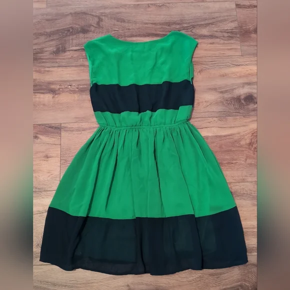 Altar'd State Green and Navy Striped Womens Dress - Picture 3 of 3